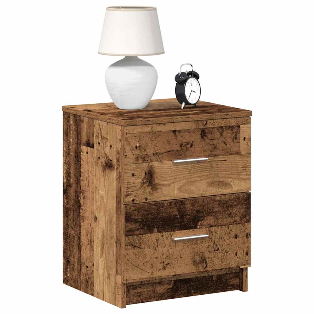 Bedside Cabinet with 2 Drawers Old Wood 40x36x50 cm - Decor Base