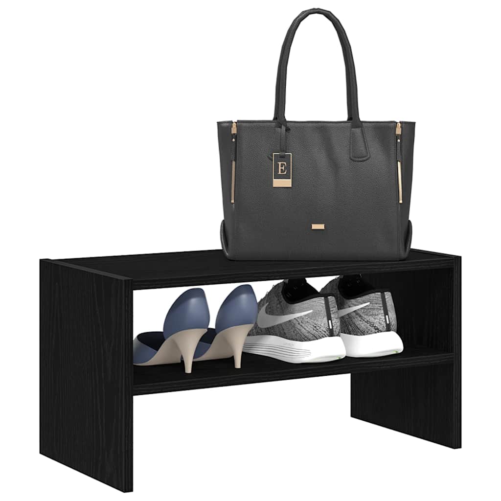 MARINER Small Shoe Rack Stackable Black Oak - Discount Dealers
