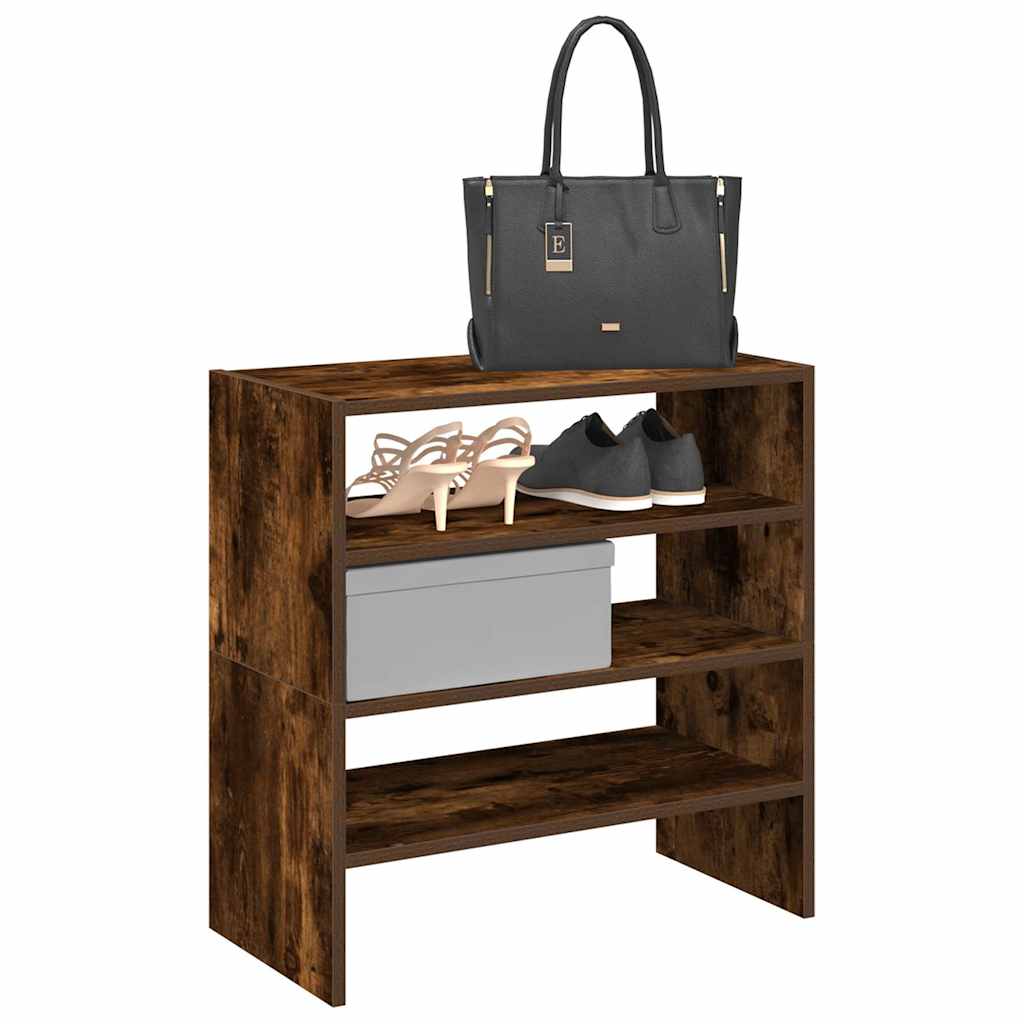 MARINER Small Shoe Racks 2 Pieces Stackable Smoked Oak - Style and Chic