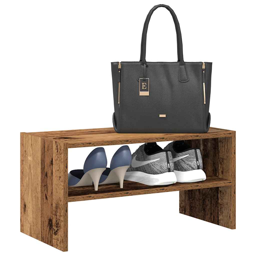 MARINER Small Shoe Rack Stackable Old Wood - R and M Furniture