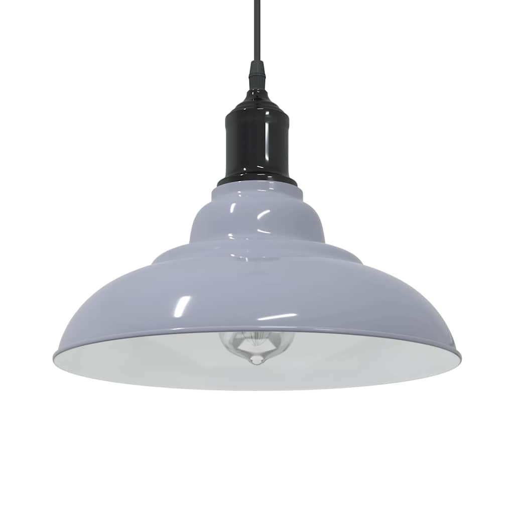 Pendant Lamp Height Adjustable E27 Gloss Grey 31 cm Metal - Merlin Deals