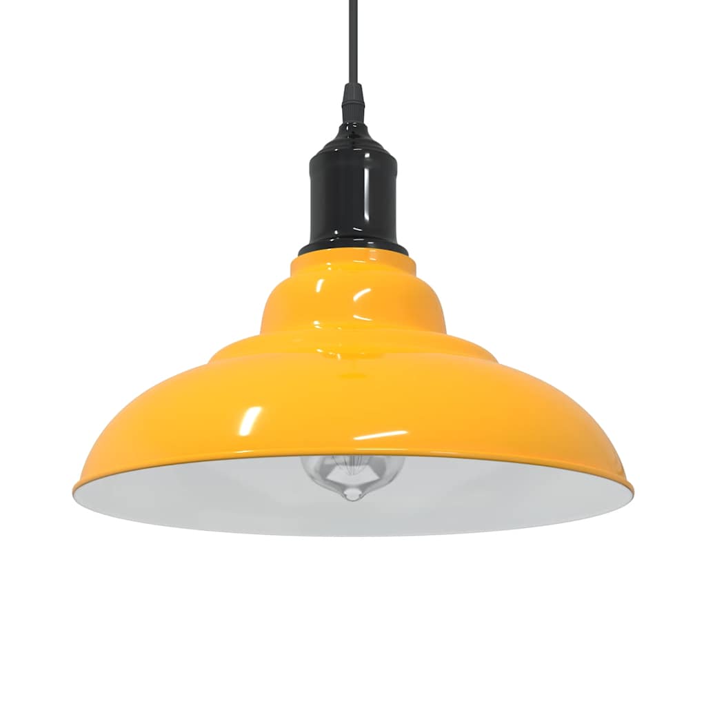 Pendant Lamp Height Adjustable E27 Gloss Yellow 31 cm Metal - R and M Furniture