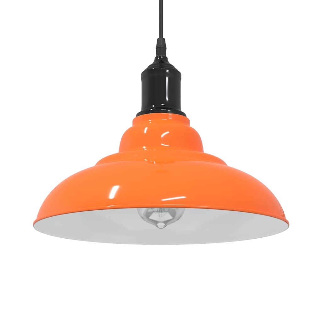 Pendant Lamp Height Adjustable E27 Gloss Orange 31 cm Metal - Discount Dealers