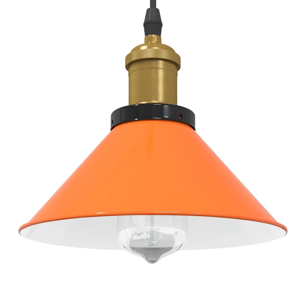 Pendant Lamp Height Adjustable E27 Gloss Orange 22 cm Metal - Millennium Furniture