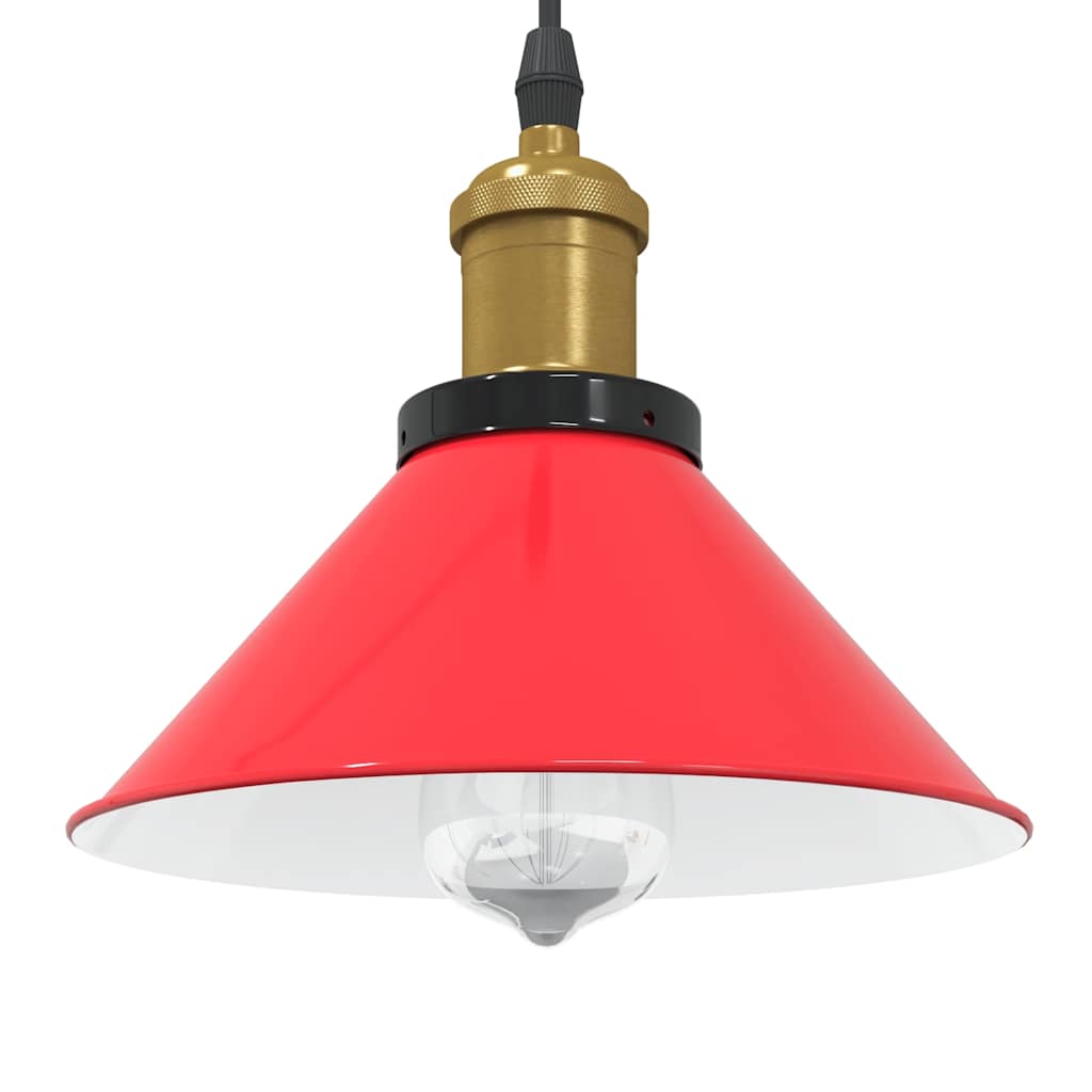 Pendant Lamp Height Adjustable E27 Gloss Red 22 cm Metal - Unbeatable Bargains