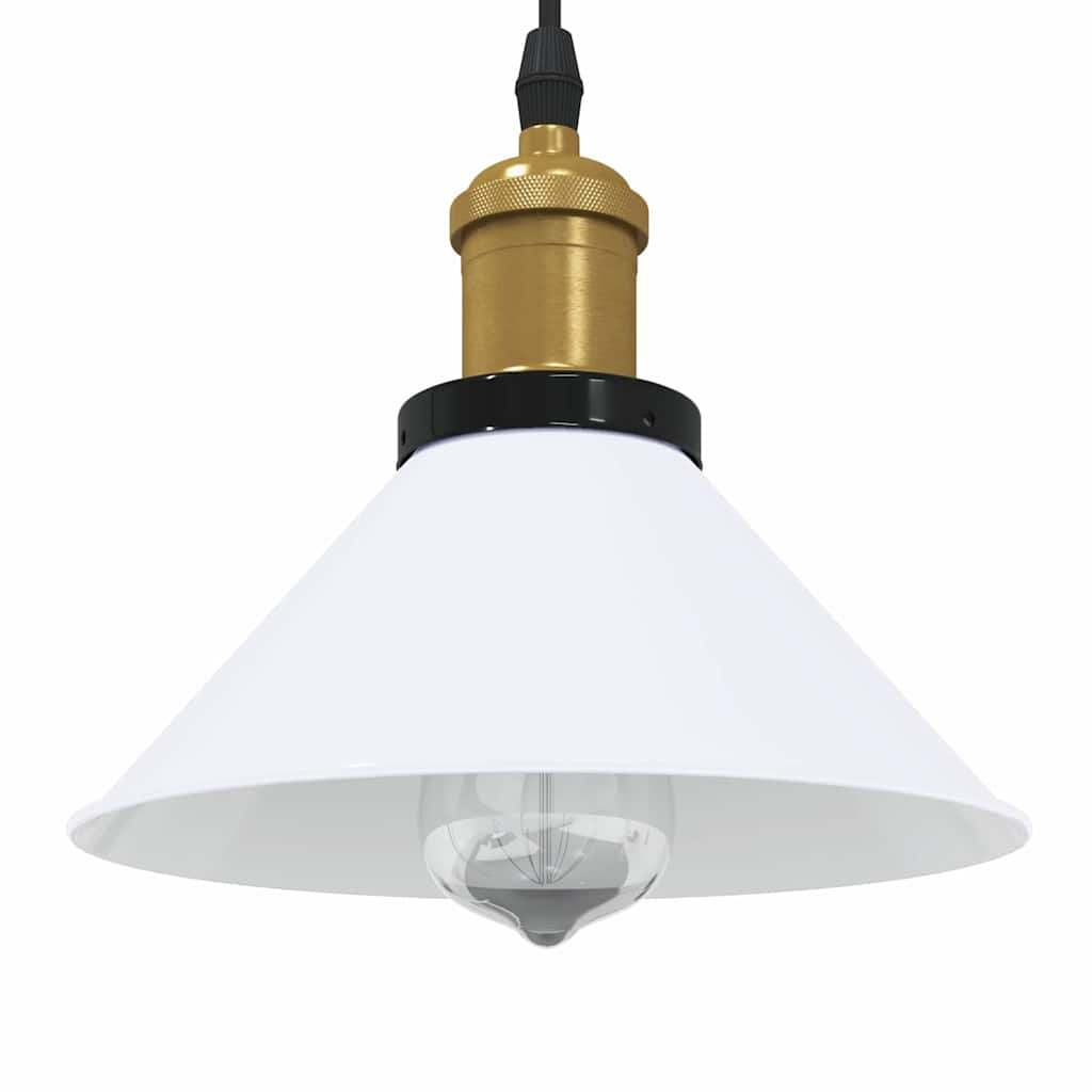 Pendant Lamp Height Adjustable E27 Gloss White 22 cm Metal - Design Hut