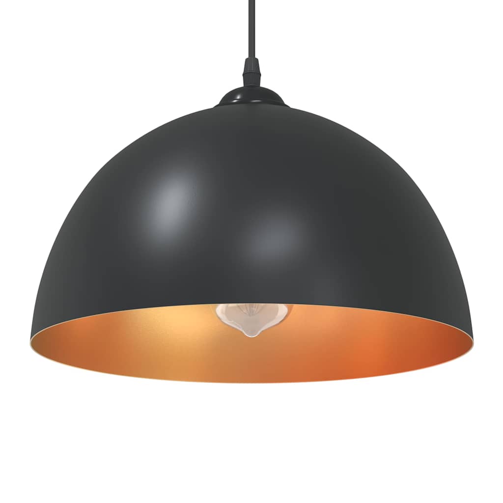 Pendant Lamps 2 pcs Height Adjustable E27 Black 30 cm Metal - R and M Furniture