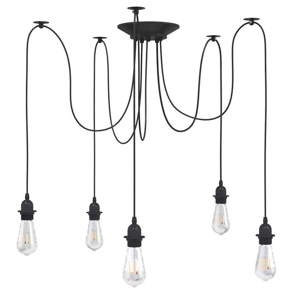 Pendant Lamp with 5 Lamp Holders E27 Black Metal - Design Hut