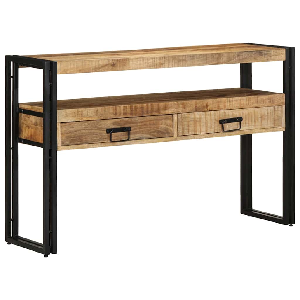 End Tables Black 120x33x75 cm Solid Mango Wood and Metal - Merlin Deals