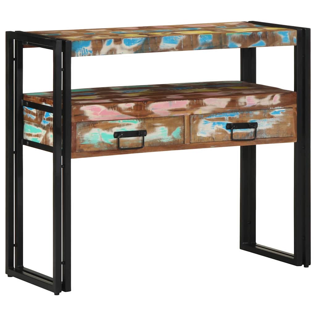 End Tables Multicolour 90x33x75 cm Solid Reclaimed Wood&Metal - Direct Imports