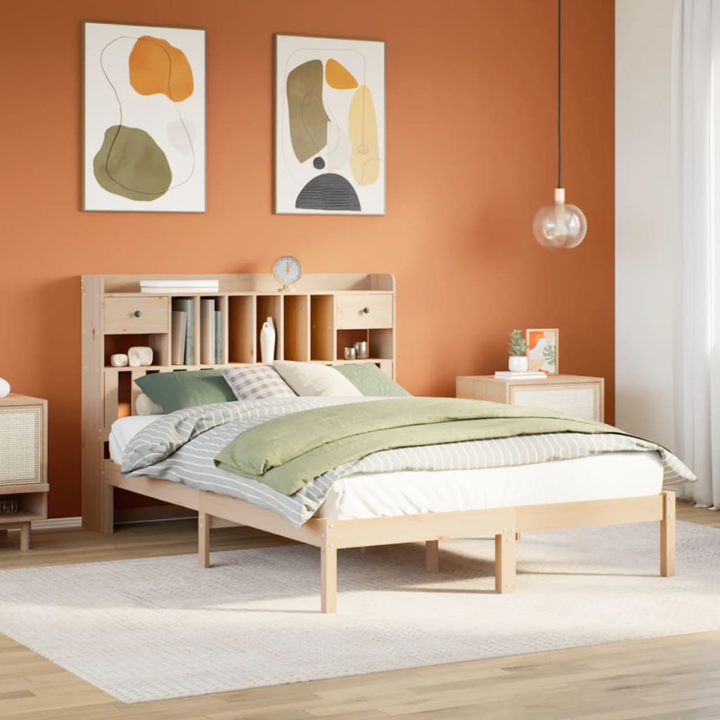 Bookcase Bed 140x200cm Solid Wood Pine - Brittle & Co