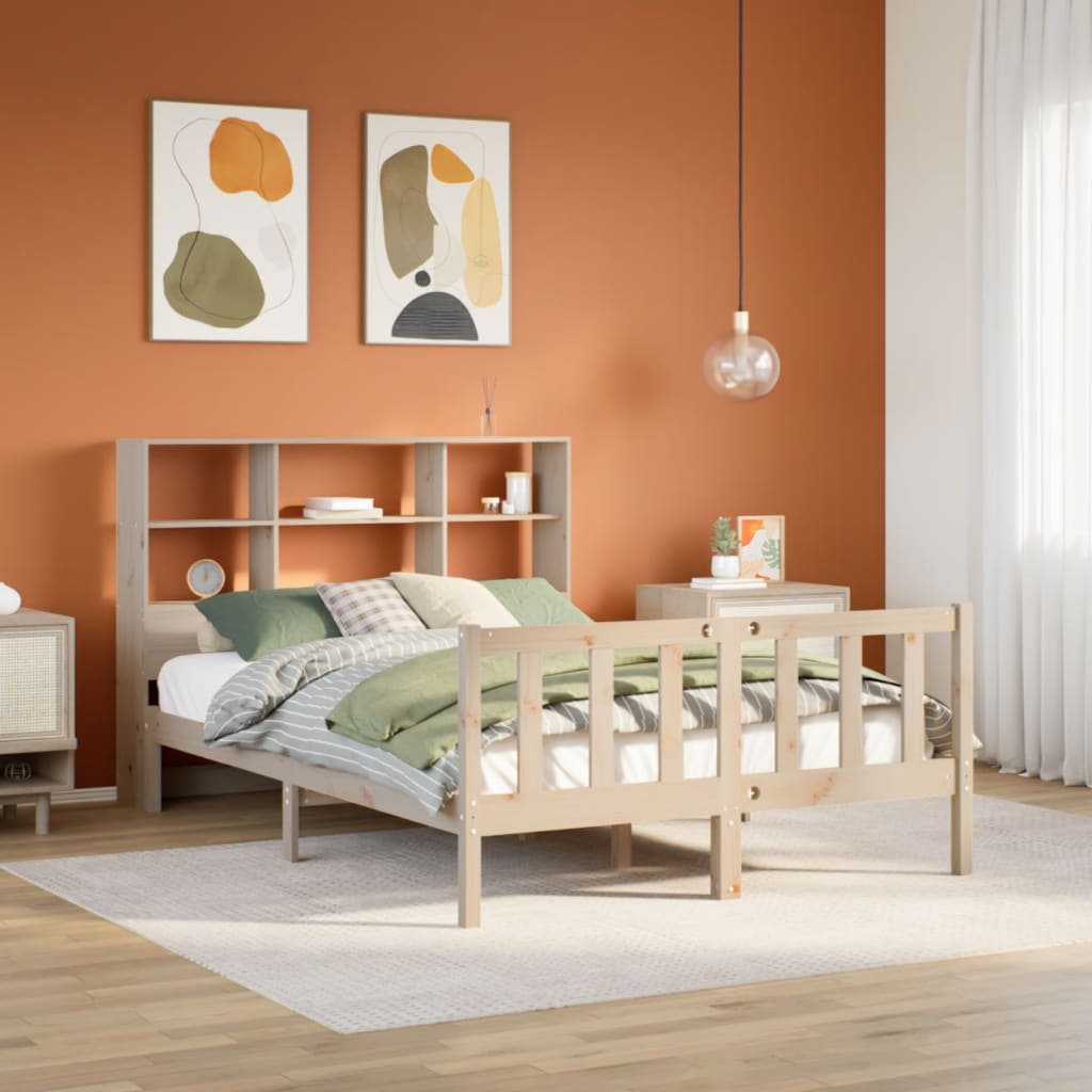 Bookcase Bed 160x200cm Solid Wood Pine - Unbeatable Bargains