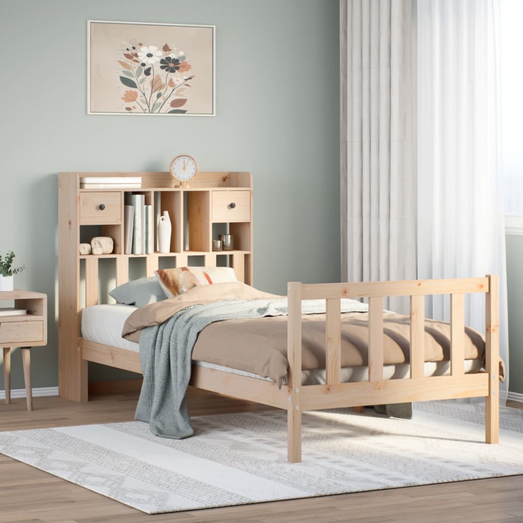 Bookcase Bed 90x190cm Single Solid Wood Pine - Brittle & Co