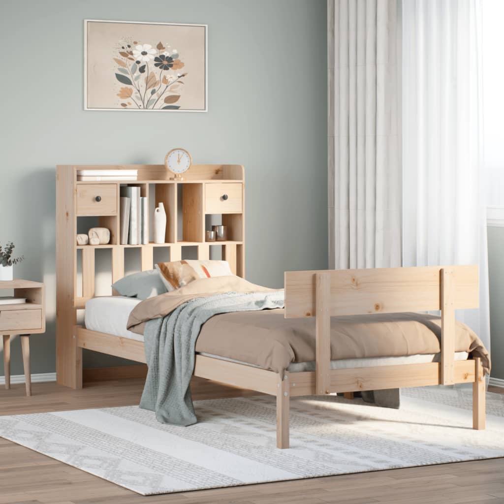 Bookcase Bed 90x200cm Solid Wood Pine - Tyrell & Tyrell