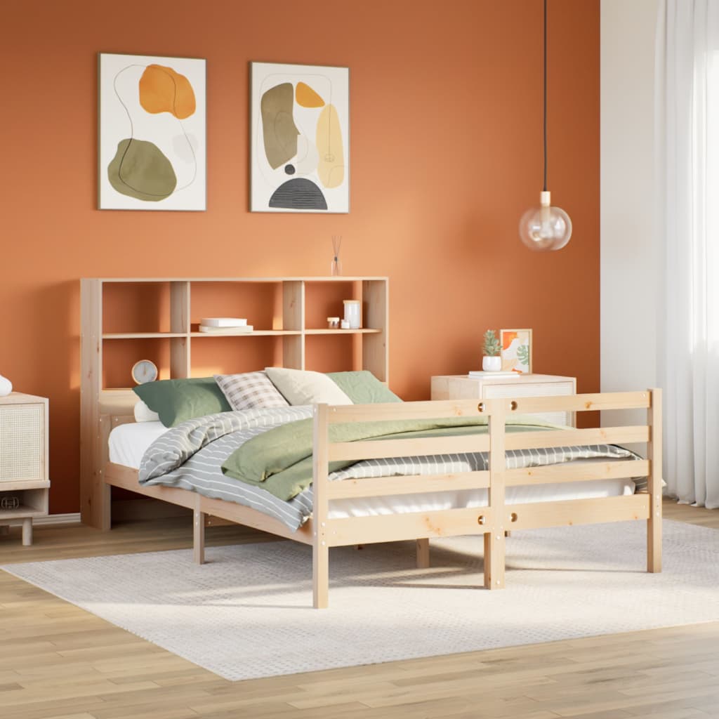 Bookcase Bed 150x200cm King Solid Wood Pine - Millennium Furniture