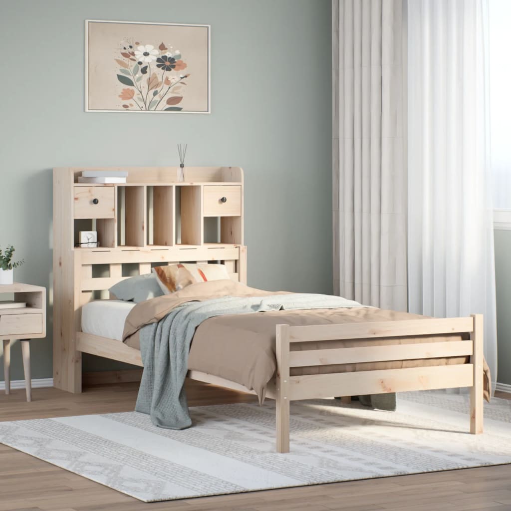 Bookcase Bed 90x200cm Solid Wood Pine - Millennium Furniture