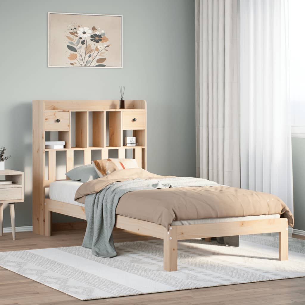Bookcase Bed 90x190cm Solid Wood Pine - Design Hut