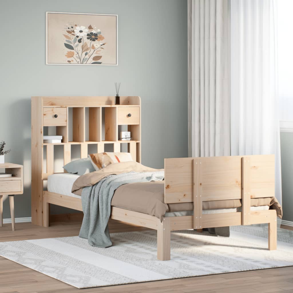 Bookcase Bed 90x200cm Solid Wood Pine - All Things Good
