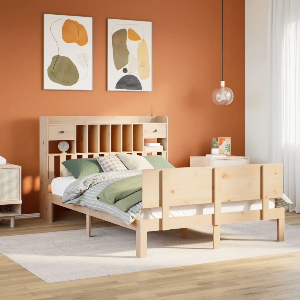 Bookcase Bed 140x200cm Solid Wood Pine - Casper Homes
