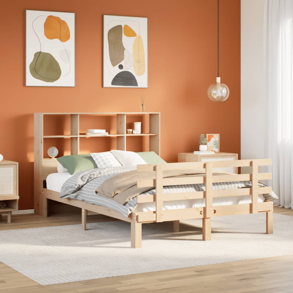 Bookcase Bed 160x200cm Solid Wood Pine - Charlotte Dunes