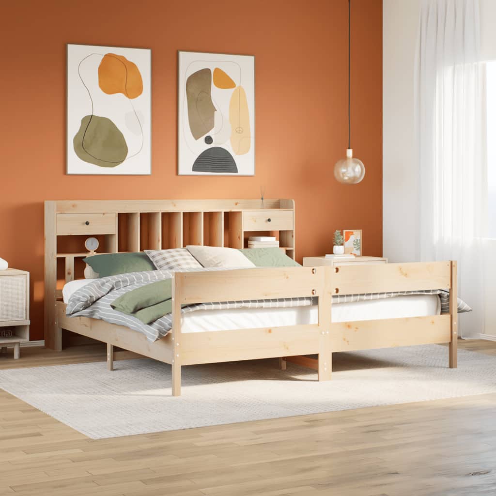 Bookcase Bed 180x200cm Super King Solid Wood Pine - Style and Chic