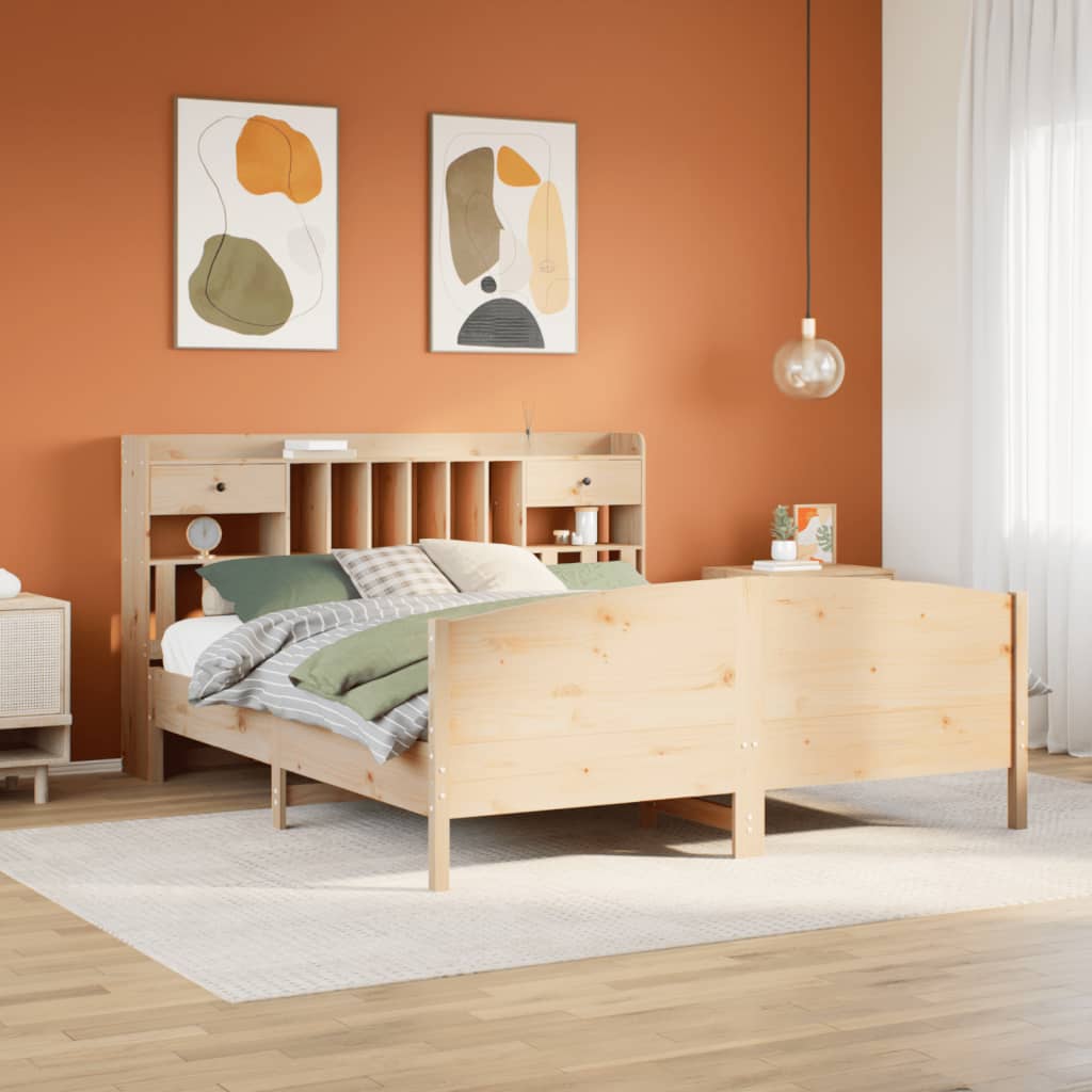 Bookcase Bed 180x200cm Super King Solid Wood Pine - Decor Base