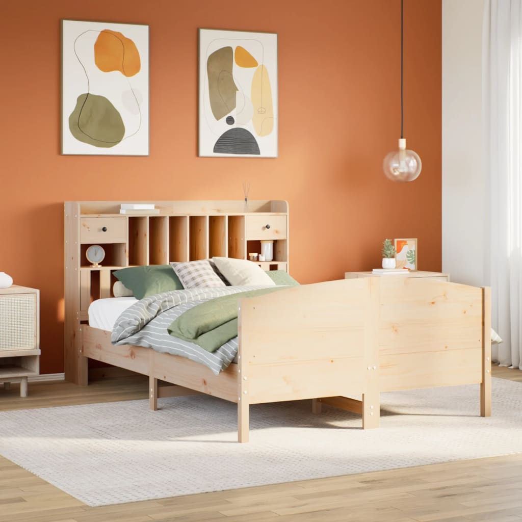Bookcase Bed 140x200cm Solid Wood Pine - Casper Homes
