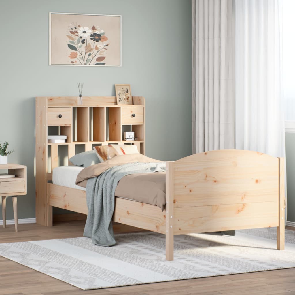 Bookcase Bed 100x200cm Solid Wood Pine - Brittle & Co