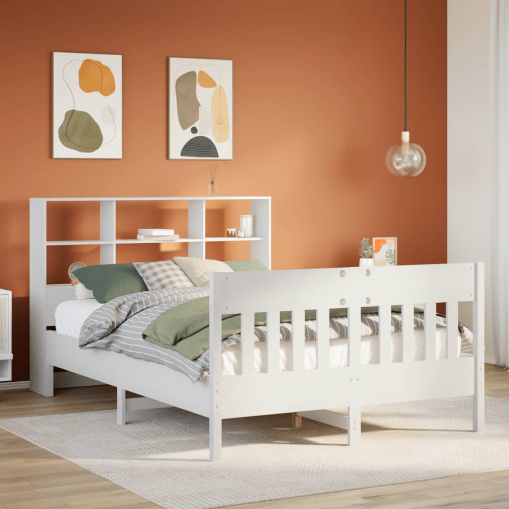 Bedframe White 160x200cm Solid Wood Pine - All Things Good