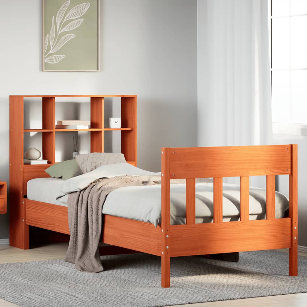 Bedframe Wax Brown 100x200cm Solid Wood Pine - Design Hut