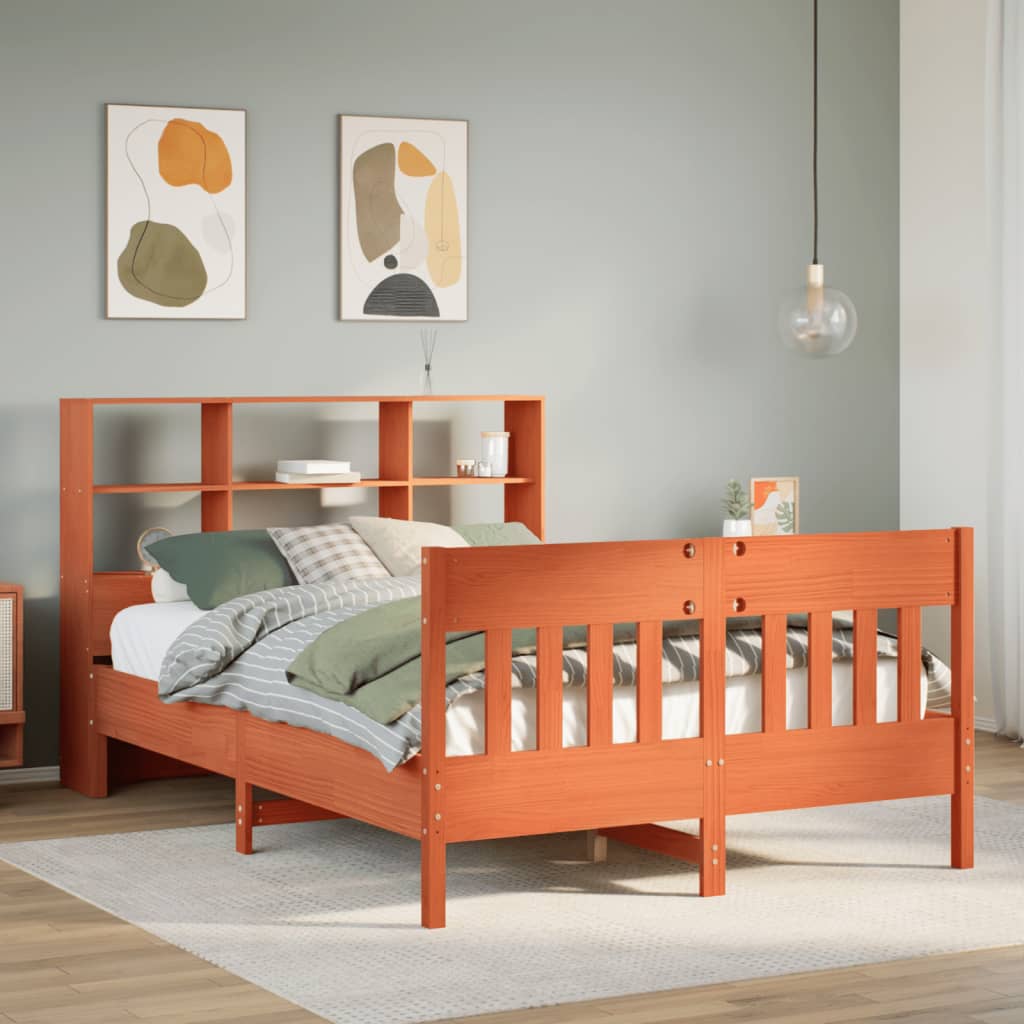 Bedframe Wax Brown 135x190cm Double Solid Wood Pine - Charlotte Dunes