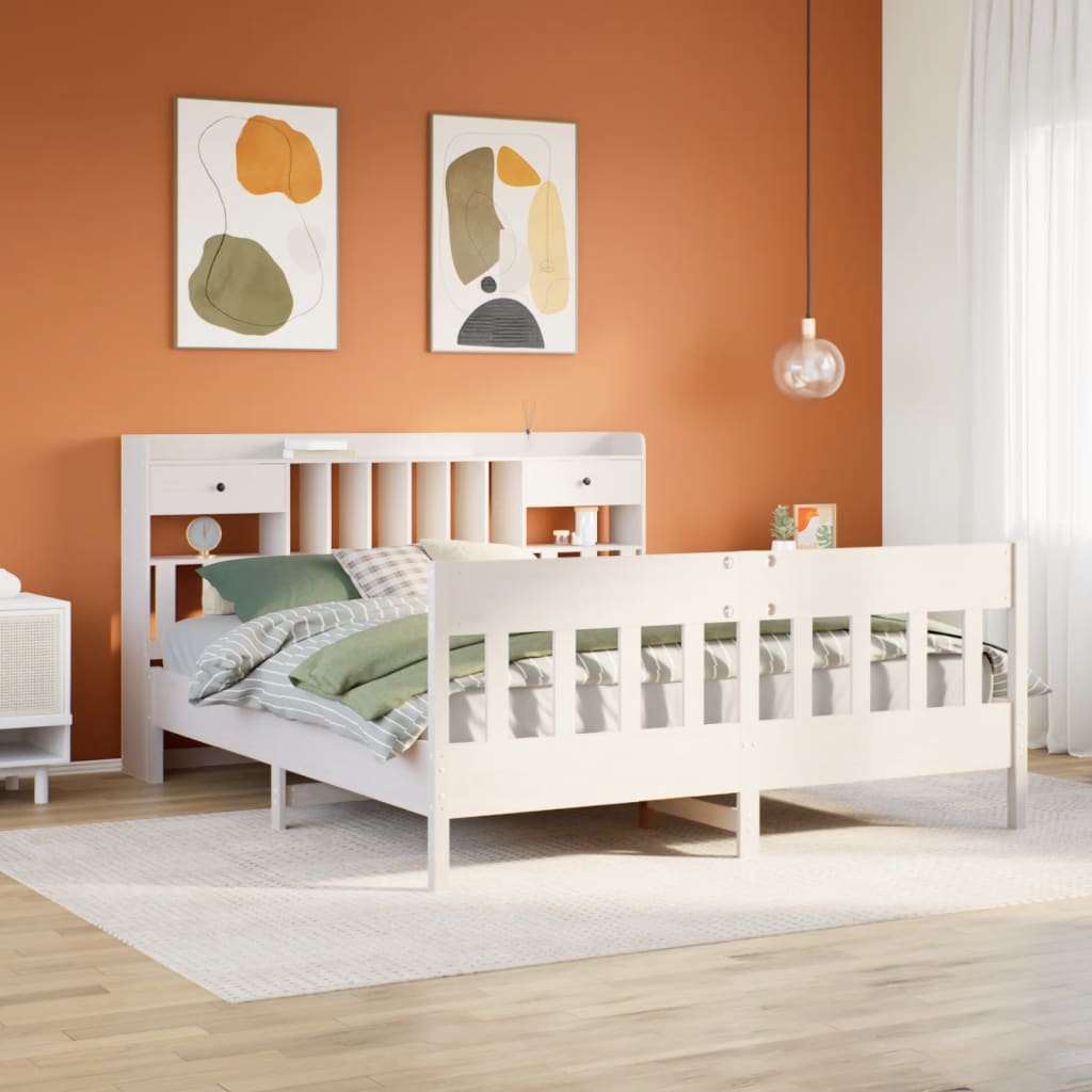 Bedframe White 180x200cm Super King Solid Wood Pine - The Home Maker