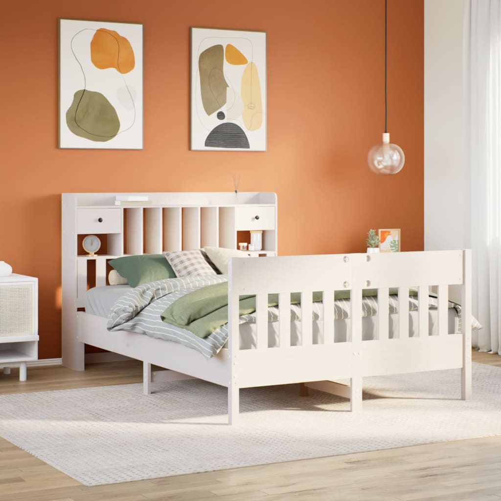 Bedframe White 150x200cm King Size Solid Wood Pine - Sid & Sam
