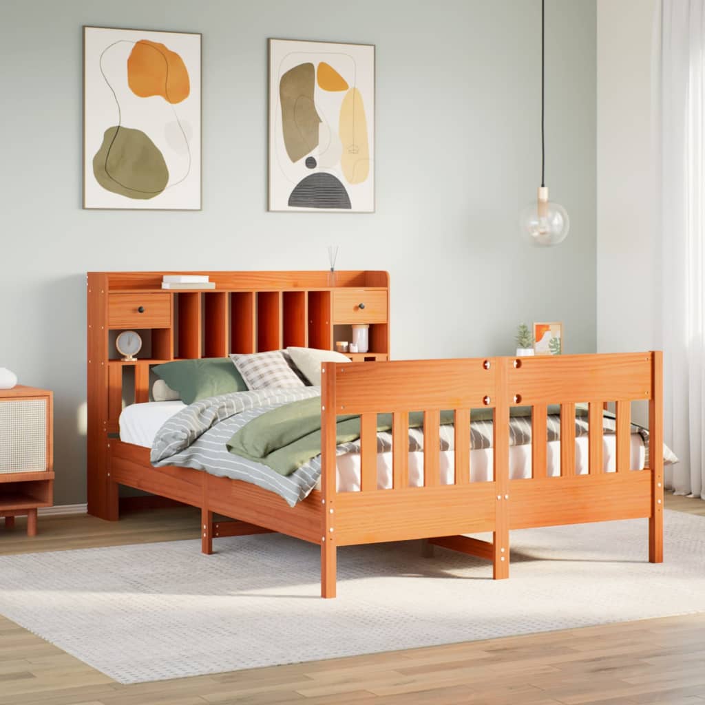 Bedframe Wax Brown 140x190cm Solid Wood Pine - Sid & Sam