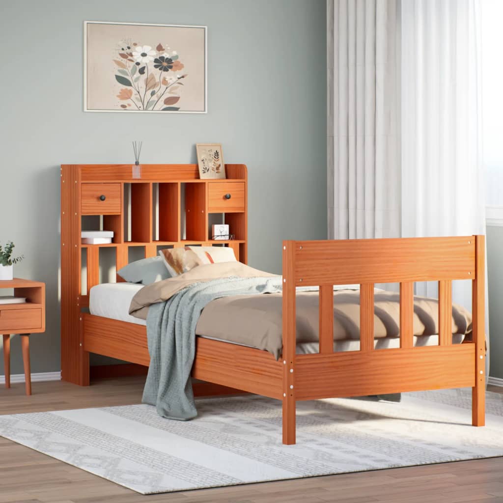 Bedframe Wax Brown 75x190cm Small Single Solid Wood Pine - Merkel Designers