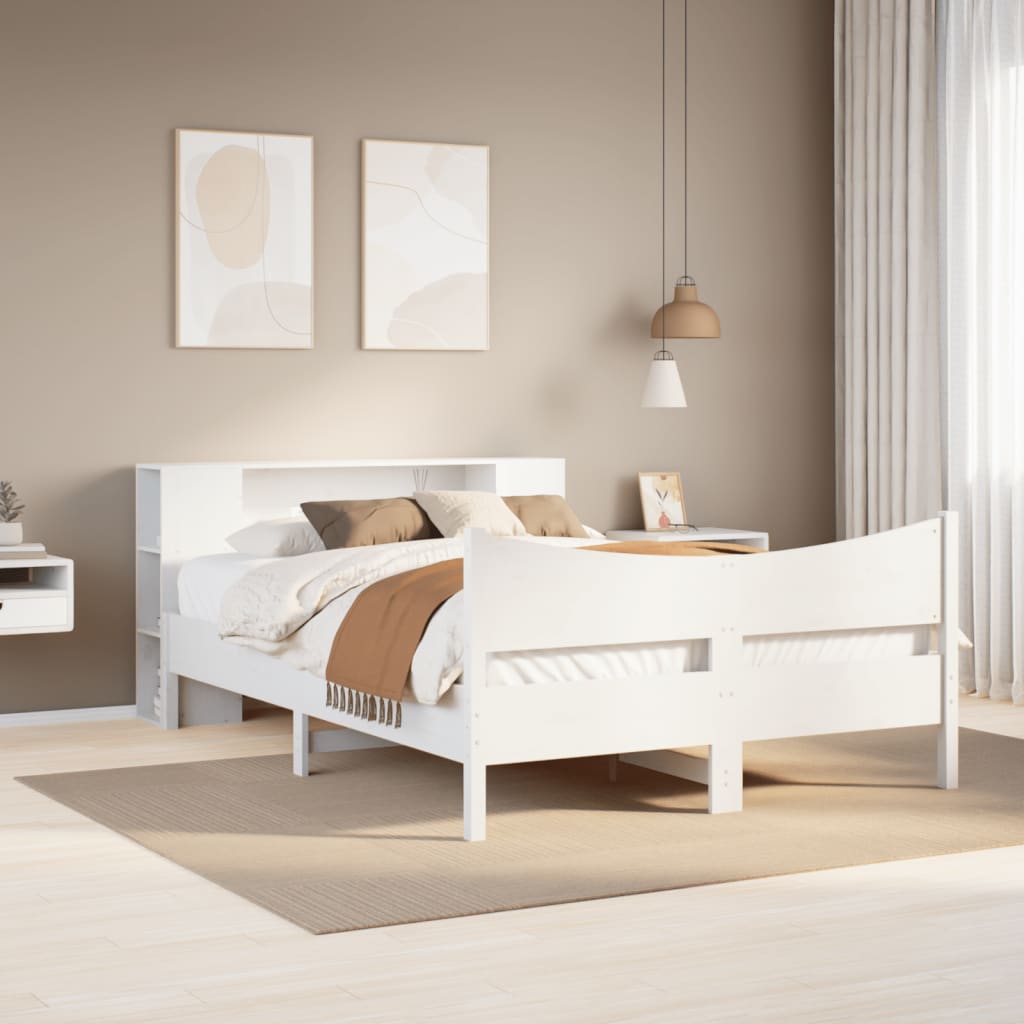 Bedframe White 150x200cm King Size Solid Wood Pine - Style and Chic