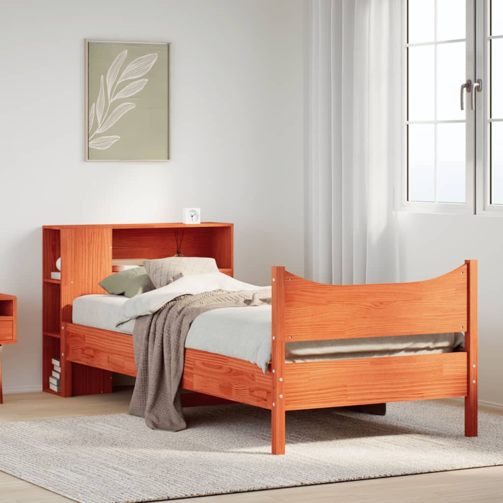 Bedframe Wax Brown 75x190cm Small Single Solid Wood Pine - Brittle & Co
