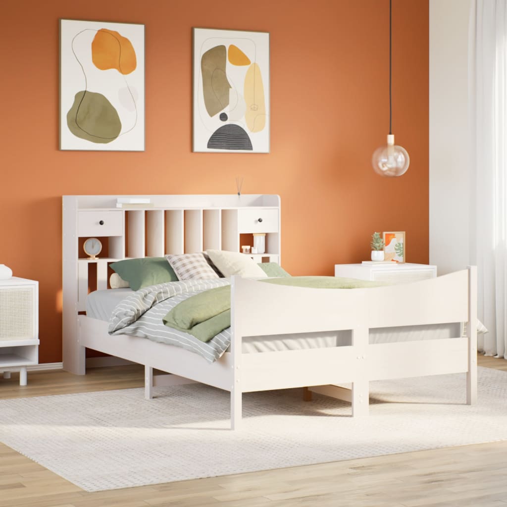 Bedframe White 160x200cm Solid Wood Pine - Charlotte Dunes