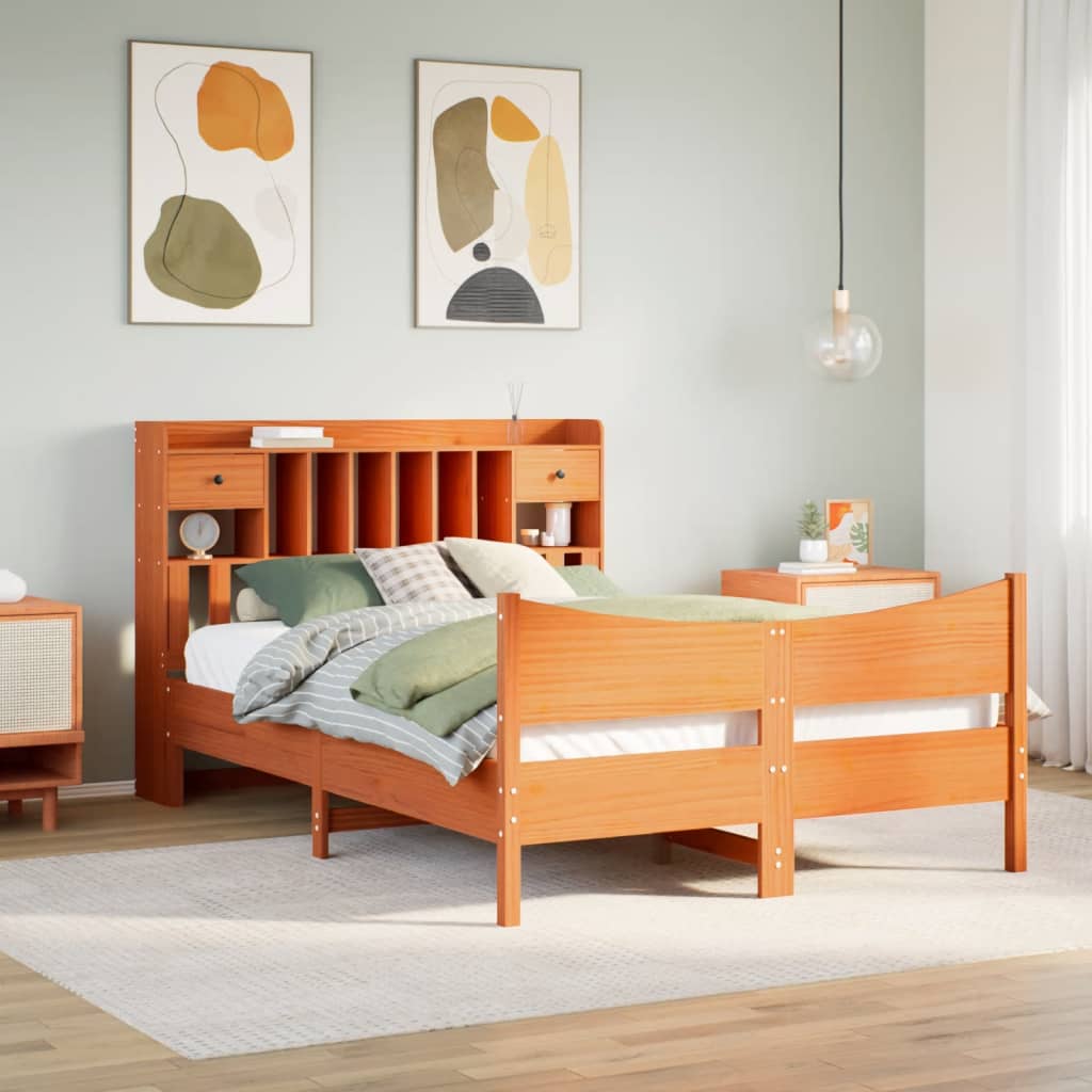 Bedframe Wax Brown 160x200cm Solid Wood Pine - Decor Base