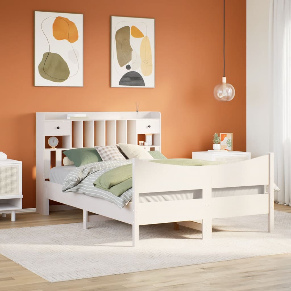 Bedframe White 150x200cm King Size Solid Wood Pine - Merkel Designers