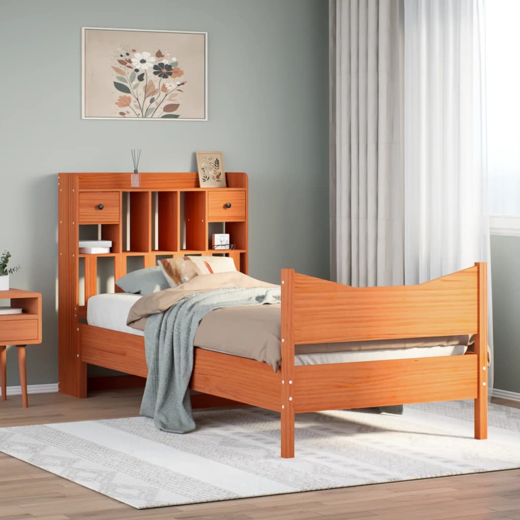 Bedframe Wax Brown 75x190cm Small Single Solid Wood Pine - Decor Base