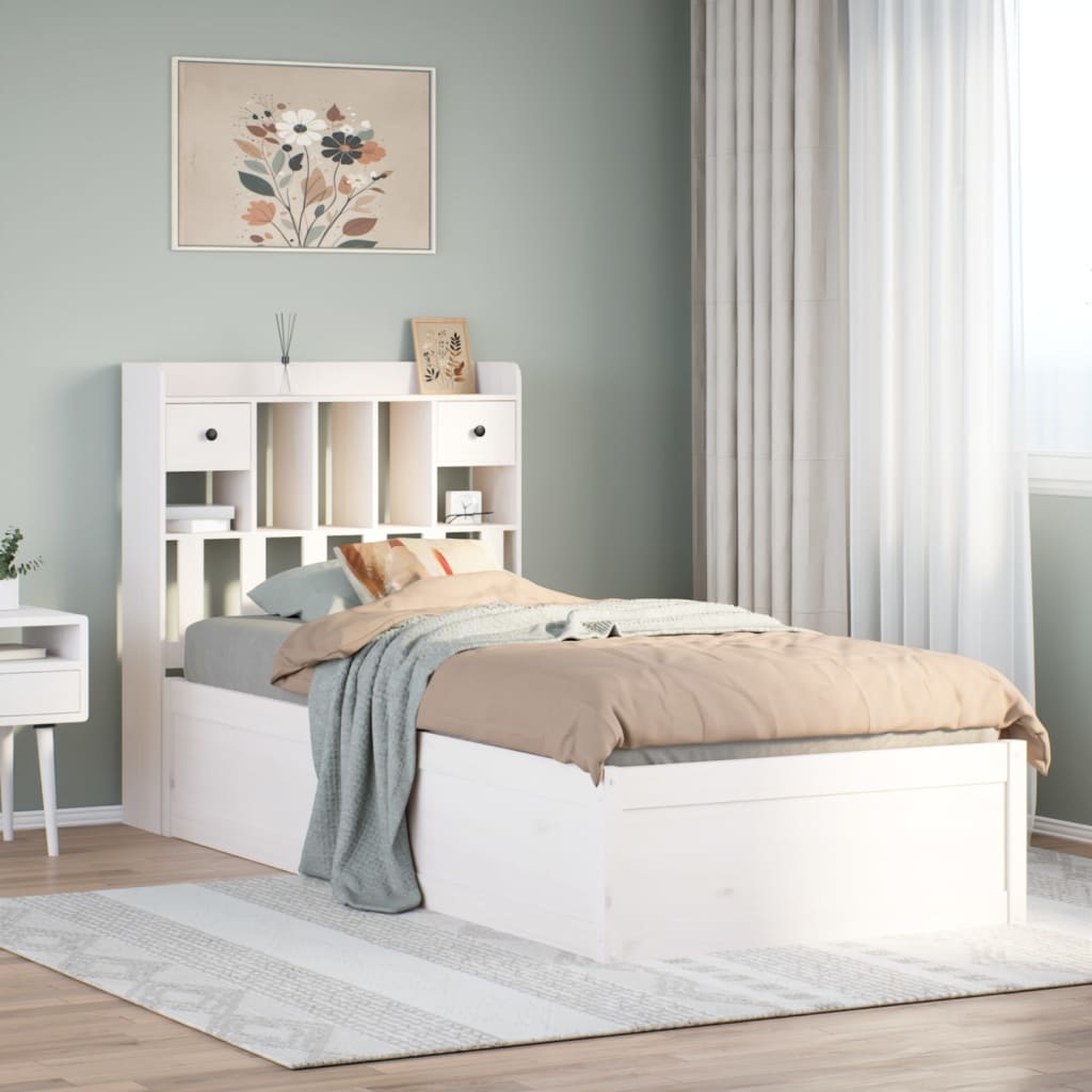 Bedframe White 75x190cm Small Single Solid Wood Pine - Sid & Sam