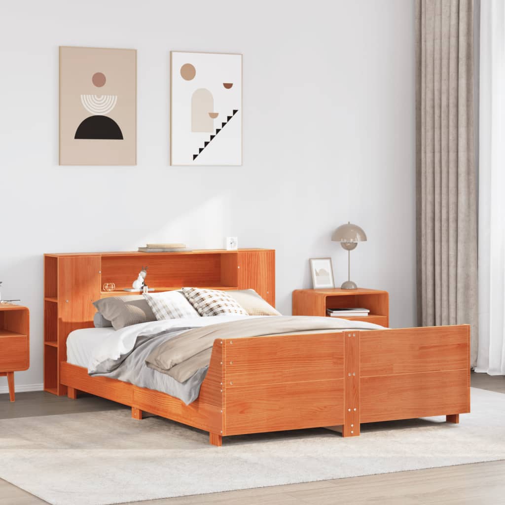 Bedframe Wax Brown 140x200cm Solid Wood Pine - Sid & Sam