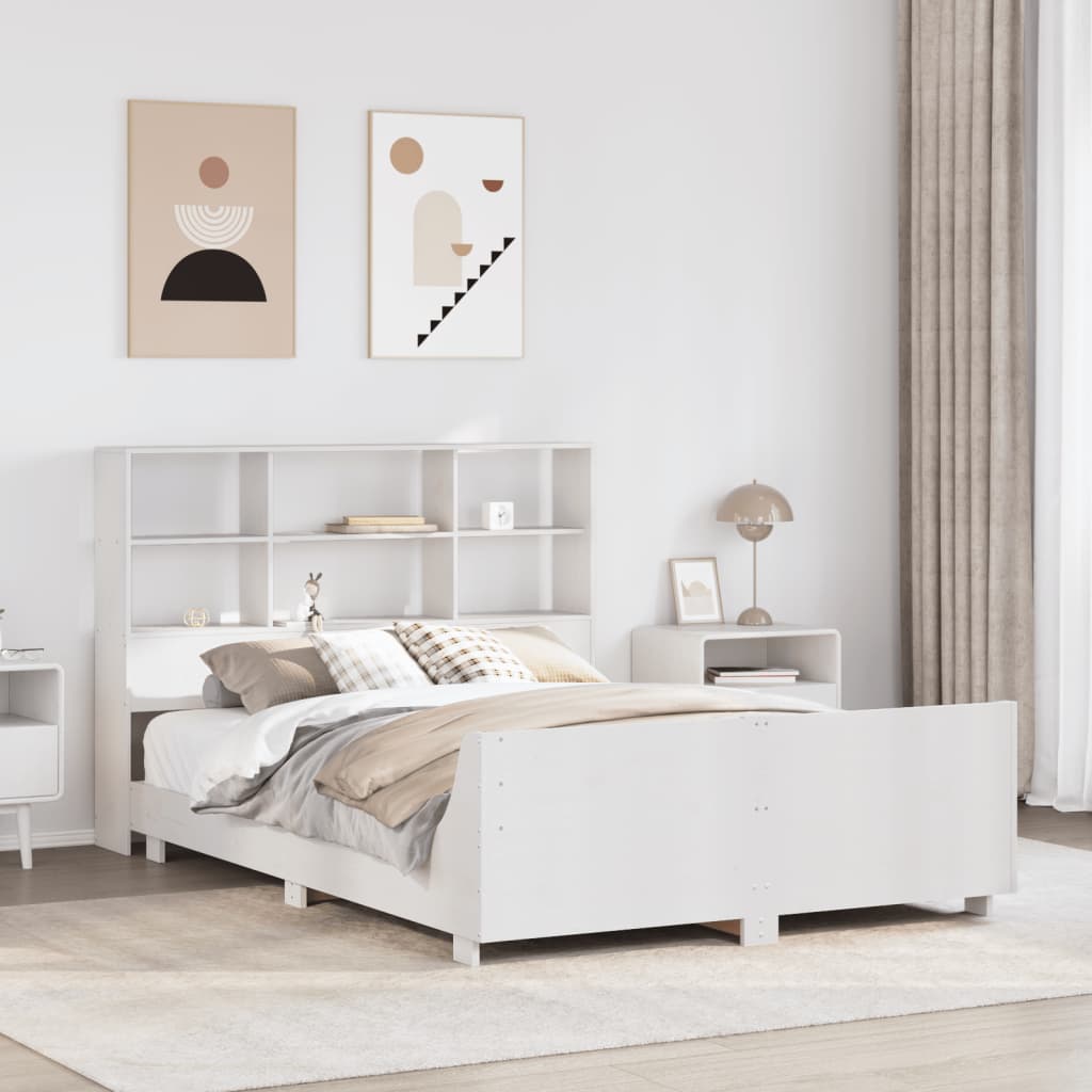 Bedframe White 160x200cm Solid Wood Pine - All Things Good