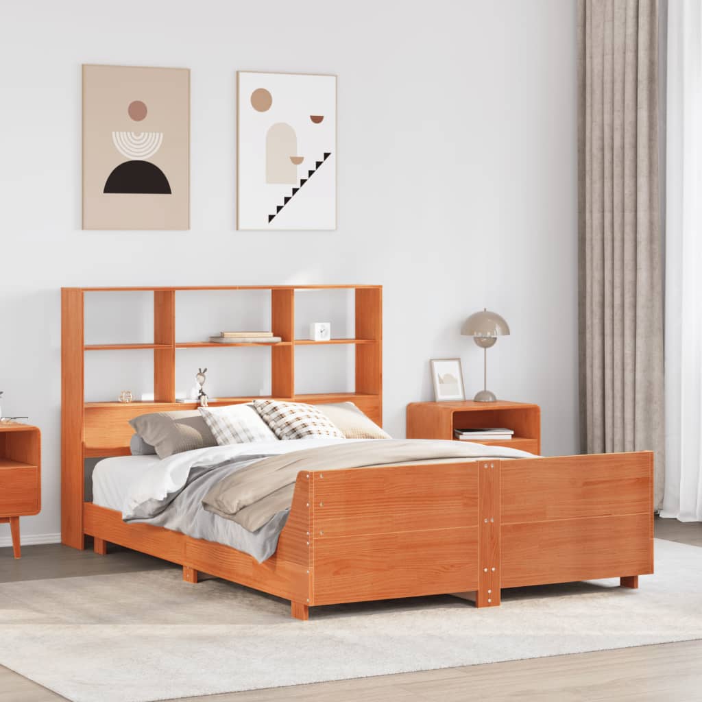 Bedframe Wax Brown 120x190cm Small Double Solid Wood Pine - Design Hut