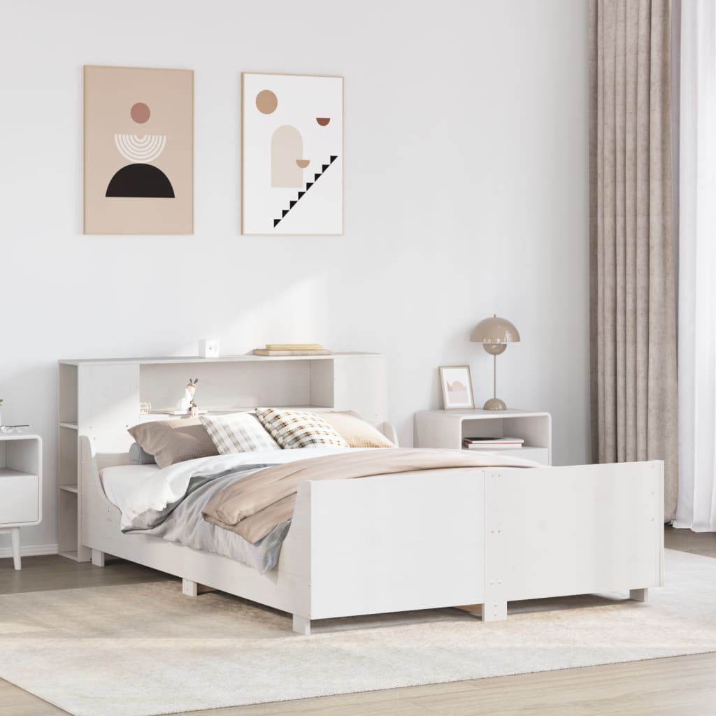 Bedframe White 150x200cm King Size Solid Wood Pine - Sid & Sam