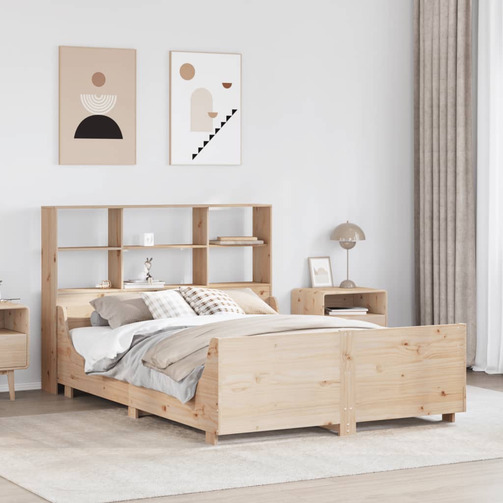 Bookcase Bed 160x200cm Solid Wood - All Things Good