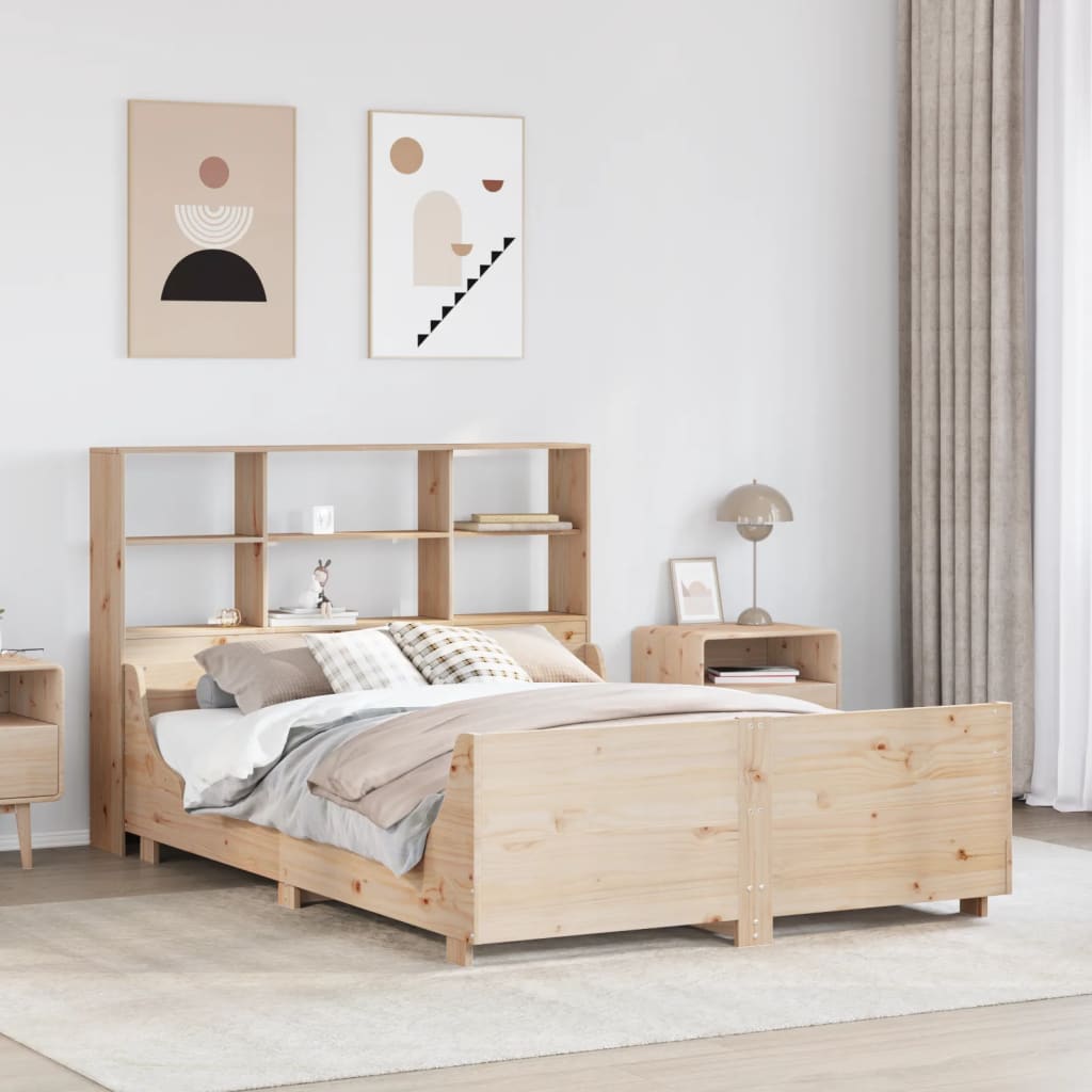 Bookcase Bed 150x200cm King Size Solid Wood - Style and Chic