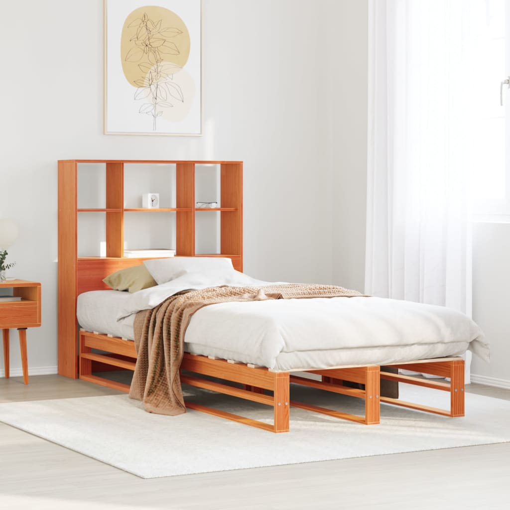 Bookcase Bed Wax Brown 100x200cm Solid Wood - Casper Homes