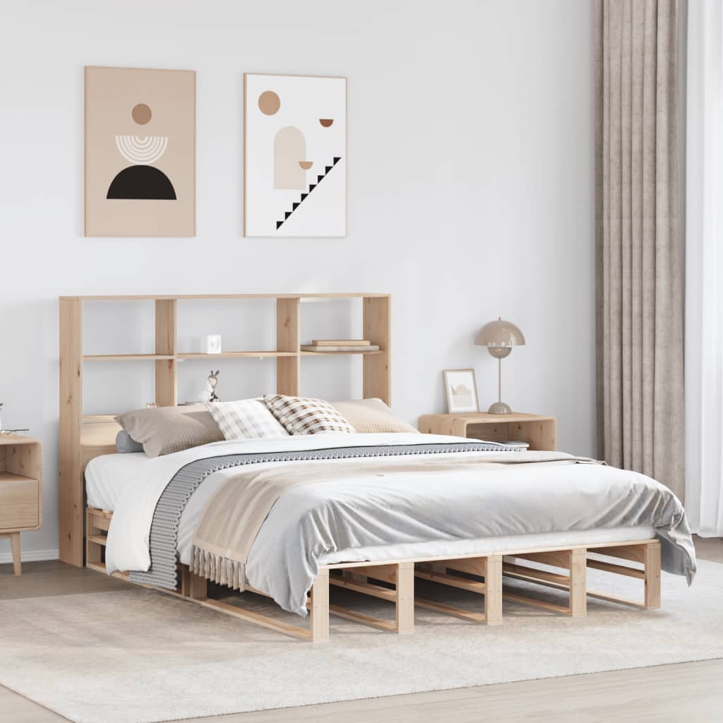 Bookcase Bed 150x200cm King Size Solid Wood - All Things Good